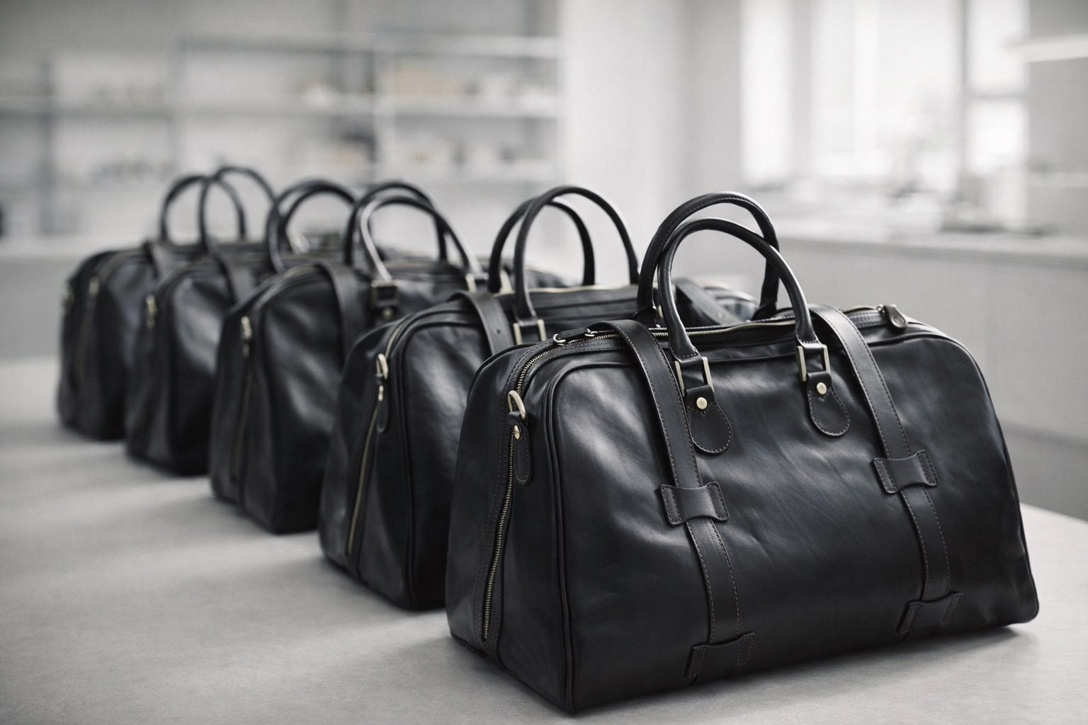 artisan leather finishing detail in workshop