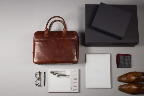 choosing a professional briefcase with Calvino leather bag in chestnut finish