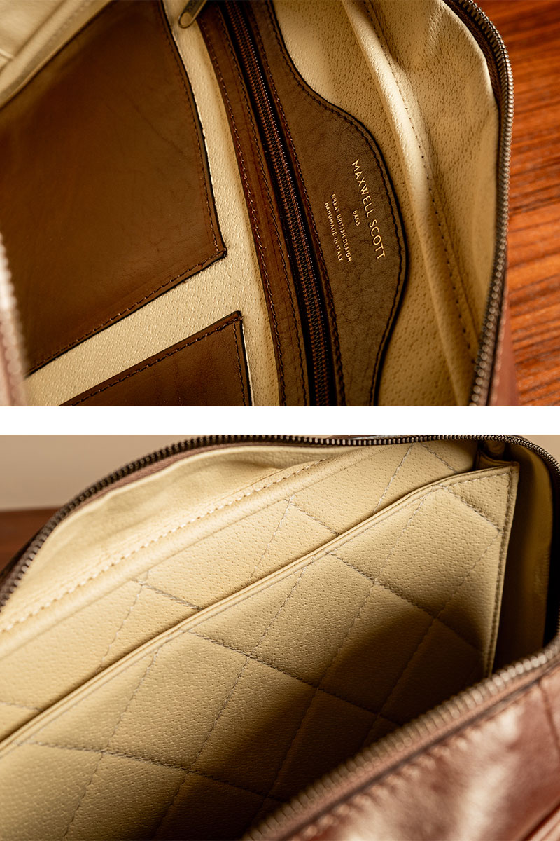 Professional leather laptop briefcase internal pockets