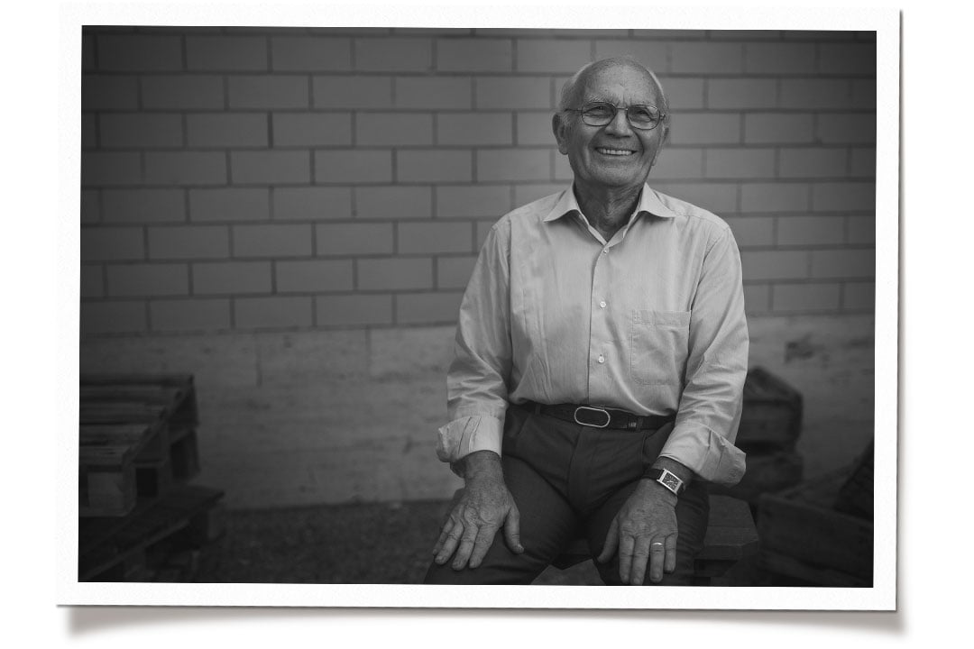 man in leather factory