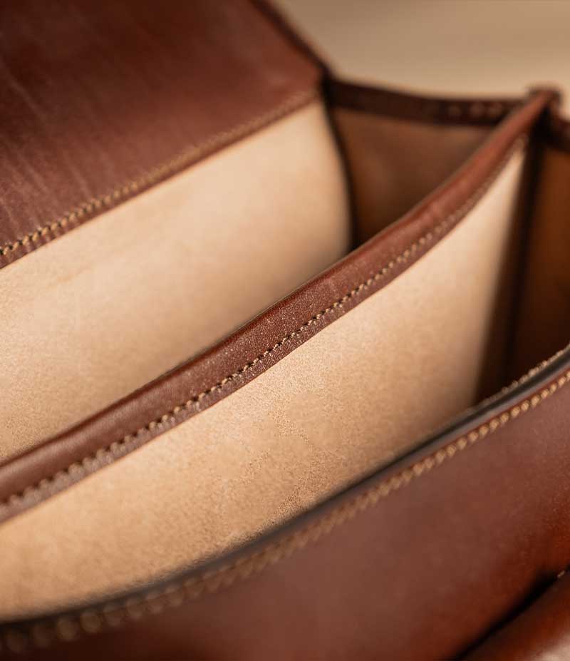 Soft leather briefcase interior lining