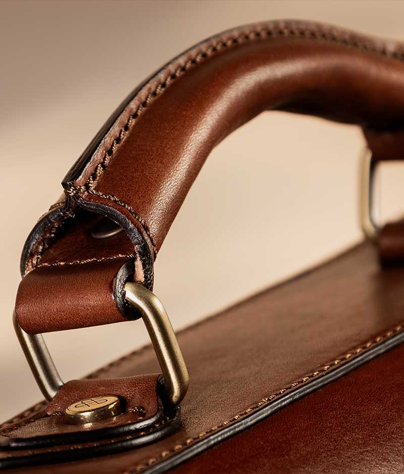 Soft leather briefcase carry handle