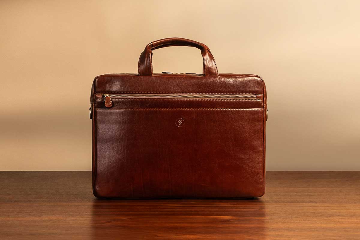 luxury leather laptop briefcase