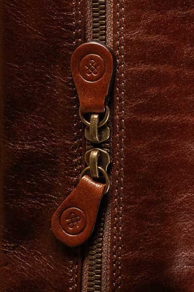 italian leather work briefcase metal zip detail