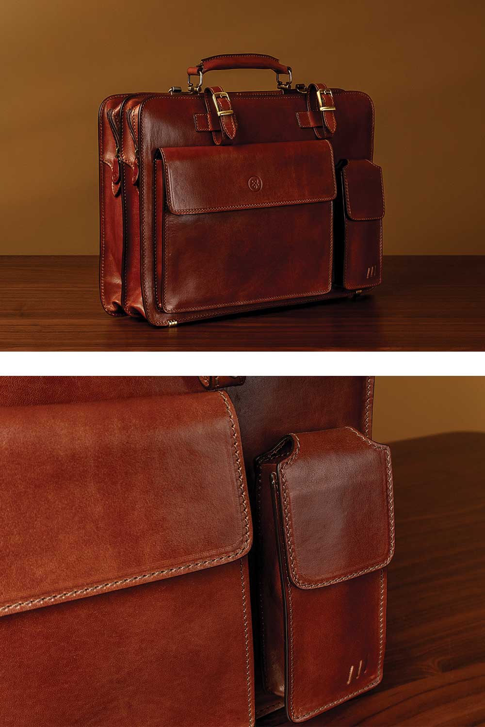 Italian leather briefcase craftsmanship