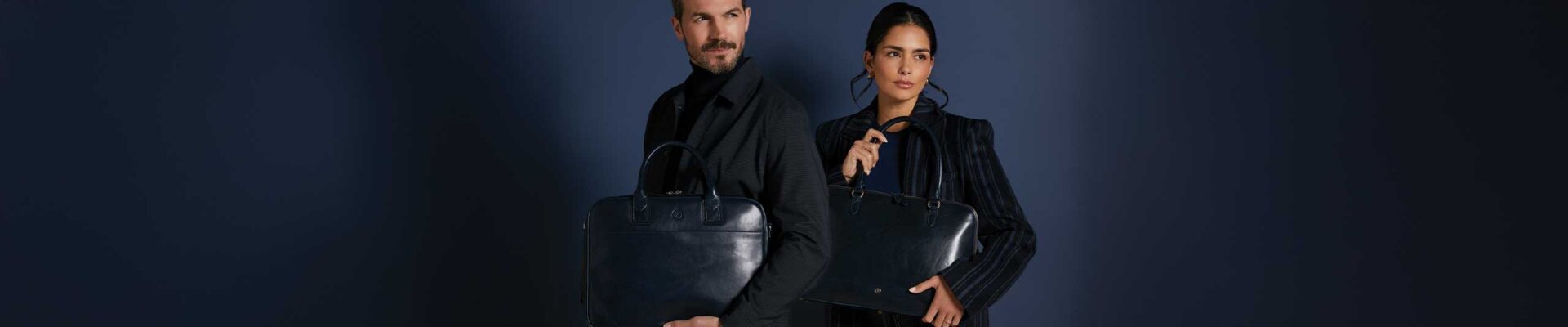 navy leather bag collection featuring luxury leather bags