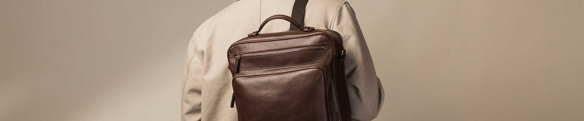 Extra large leather business backpack for commuting professionals