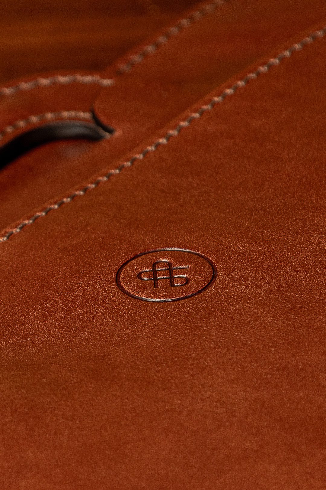 Leather document case front pocket with press stud