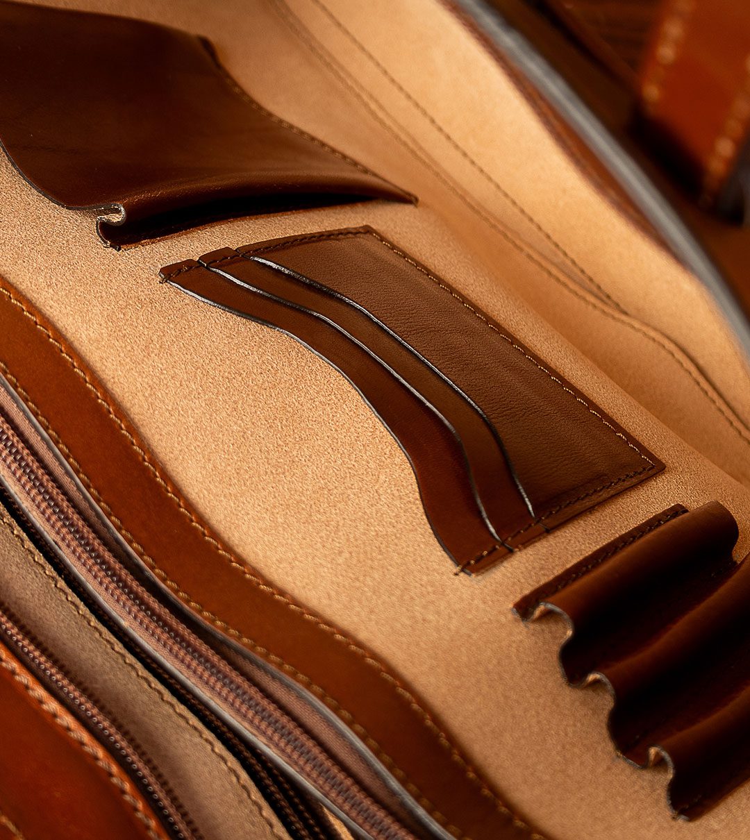 Slim leather briefcase interior layout