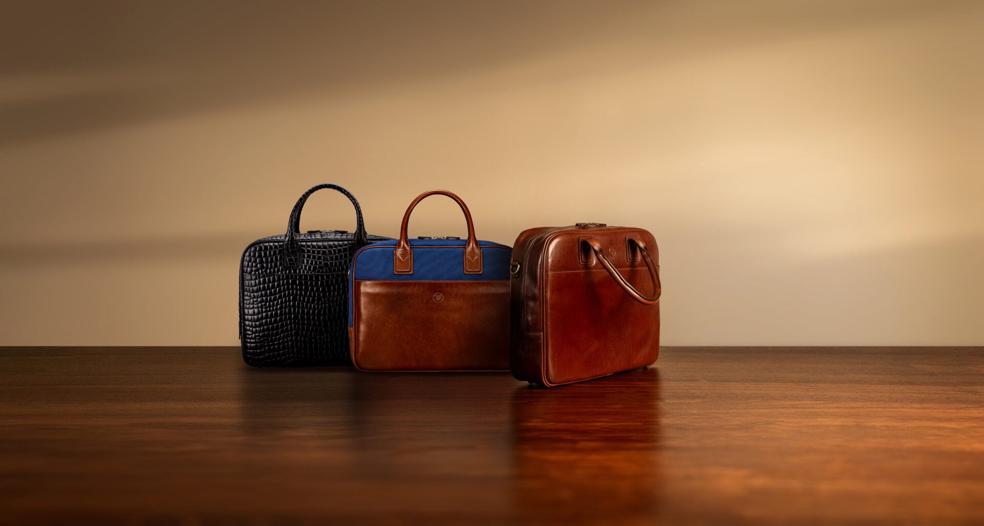Set of three Calvino leather laptop bags