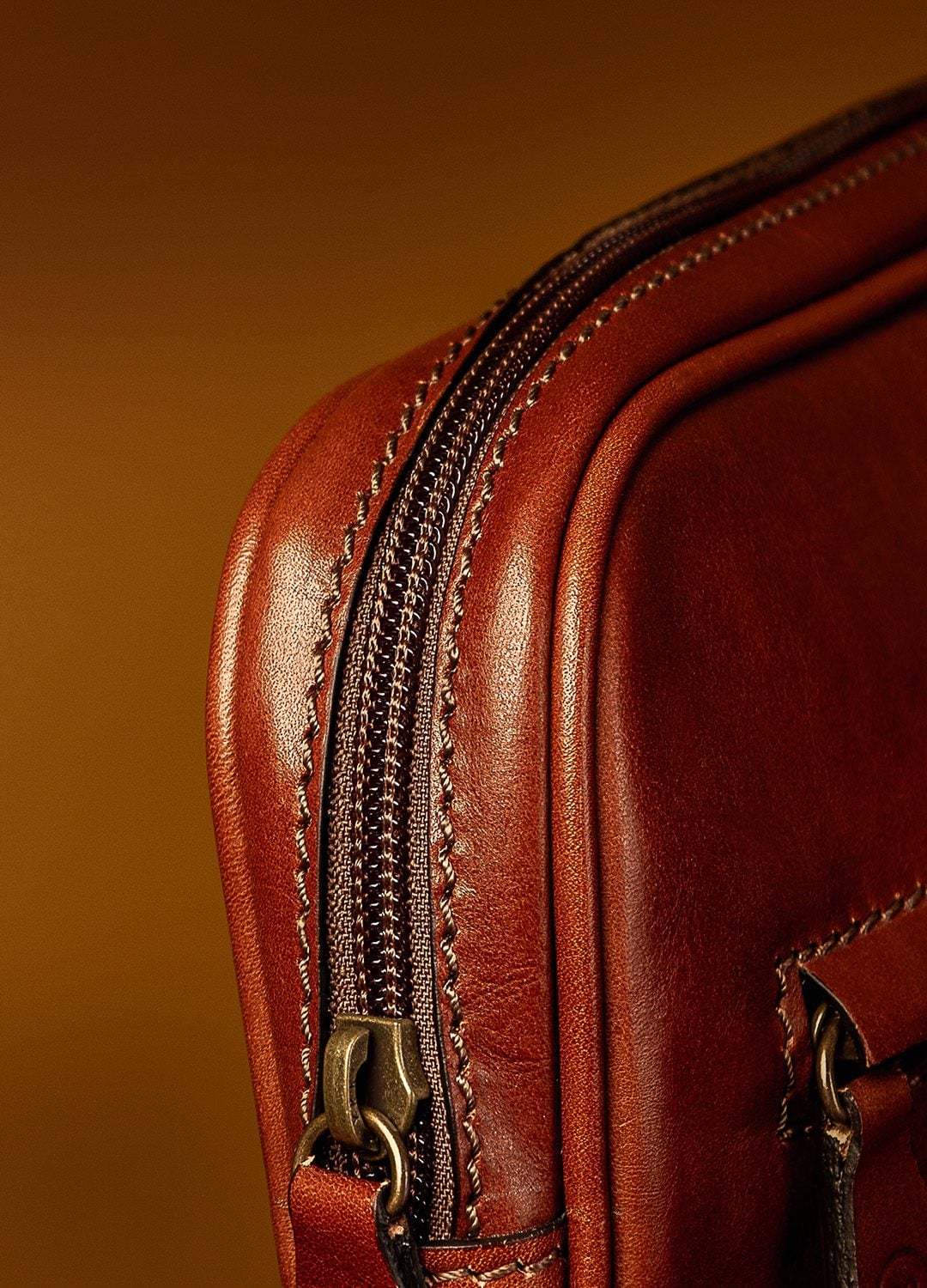 Leather document case with secure YKK zip fastening