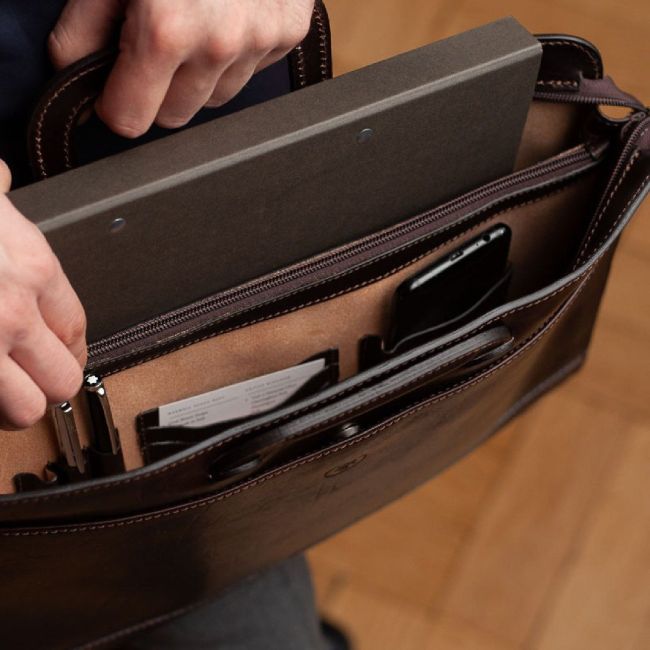 Barolo Men's Italian Leather Document Case - Maxwell-Scott