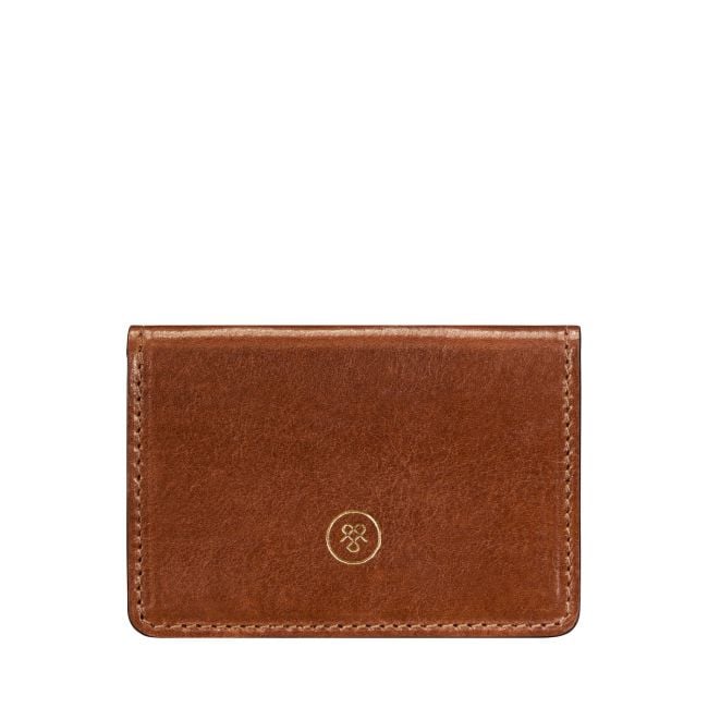 Maxwell-Scott Abramo Slim Men's Leather Business Card Case - Full Grain Italian Leather - Handcrafted in Italy - Cognac Brown