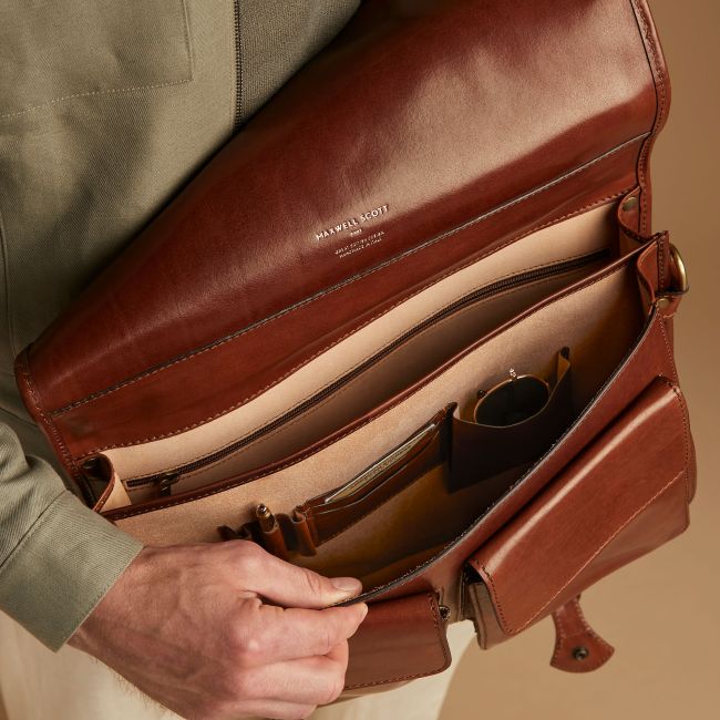 Jesolo Men's Italian Leather Satchel Briefcase - Maxwell-Scott