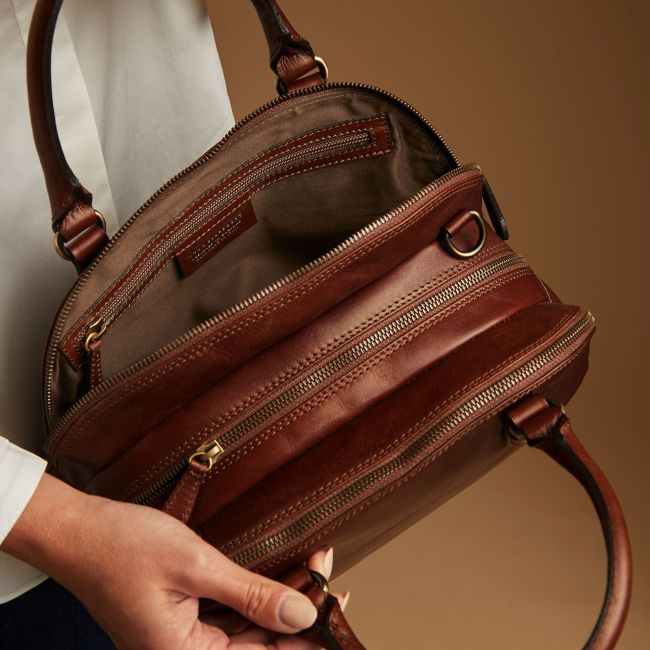 LilianaS Women's Leather Bowling Bag Purse - Maxwell-Scott