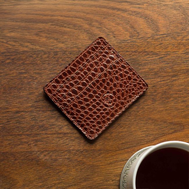 Men's Croc-Embossed Leather Card Holder | Handmade in Italy
