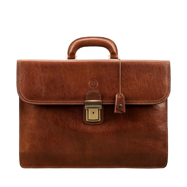 Paolo Men's Italian Leather 2‑Section Briefcase - Maxwell-Scott
