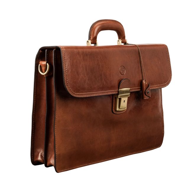 Paolo Men's Italian Leather 2‑Section Briefcase - Maxwell-Scott