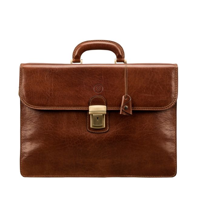 Paolo Men's Italian Leather 3‑Section Briefcase - Maxwell-Scott