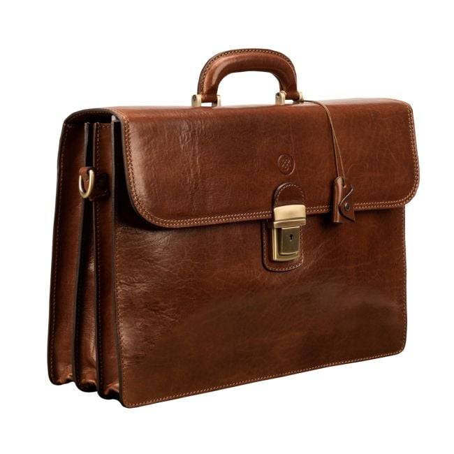Paolo Men's Italian Leather 3‑Section Briefcase - Maxwell-Scott