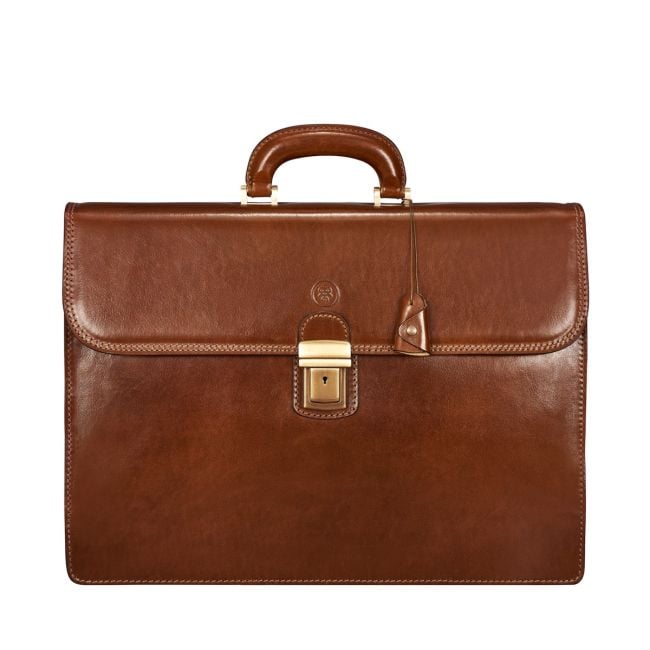 ナチュラルレザー　briefcase Justus Leather Briefcase - Handmade Leather Bags, Backpacks