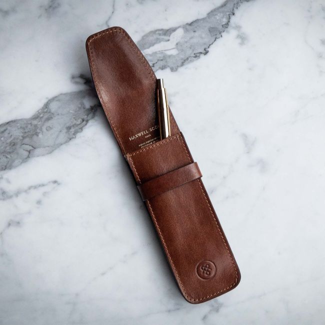 Pienza Italian Leather Pen Holder - Maxwell-Scott