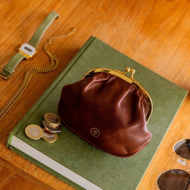 BRICK COIN PURSE MESH × GOAT LEATHER Tooled Leather Coin Purse -Frog (31cp1153) - Mission Del Rey