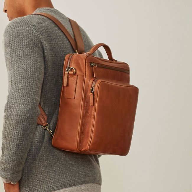 Santino L Men's Leather Backpack Shoulder Bag | Luxury Italian