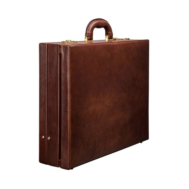 Strada Men's Expandable Leather Attaché Case - Maxwell-Scott
