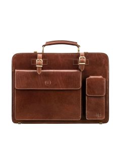 Tomacelli 3 Men's 3-Section Executive Leather Briefcase - Maxwell