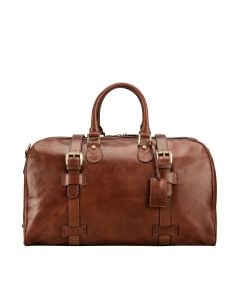 Mens Tan Brown Leather Travel Bag