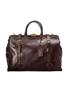 chocolate leather holdall