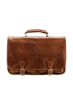 Paolo Men's Italian Leather 3‑Section Briefcase - Maxwell-Scott
