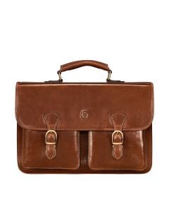 Premium vegetable-tanned leather satchel - padded sleeve for a 15-inch laptop macbook