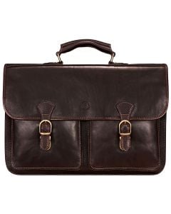 Best Quality classic brown leather work satchel for men. Padded section for up to 17 inch laptop / 16 inch MacBook Pro
