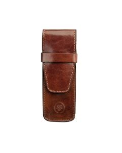 Luxury tan brown Italian leather pen case
