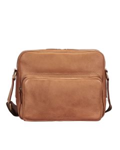 Men's Camel Leather Shoulder Bag for travel