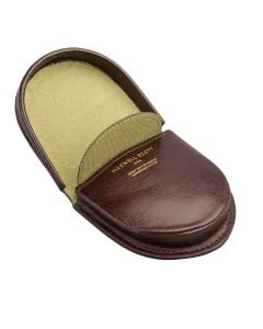 mens quality brown leather coin purse clam shell