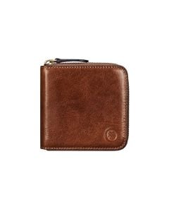 Men's luxury tan leather zip-around wallet - zipped