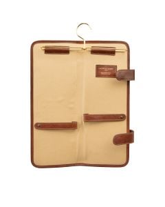 men's luxury italian leather tie travel case