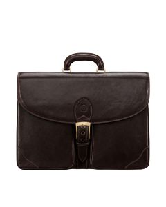 Tomacelli 3 Men's 3-Section Executive Leather Briefcase - Maxwell