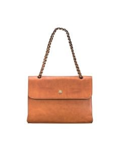 bridle leather handbag with metal chain