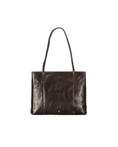 black Italian leather shopper