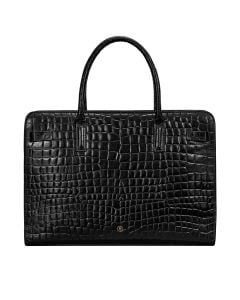high-quality ladies black leather shoulder briefcase handmade in Italy