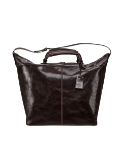 large brown leather holdall travel bag