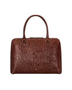mock croc brown leather handbag
