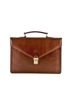 handcrafted men's italian leather small briefcase