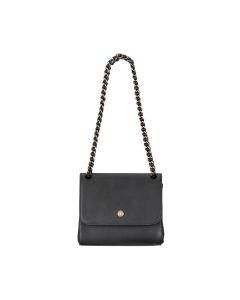 small chain handbag in matte black leather