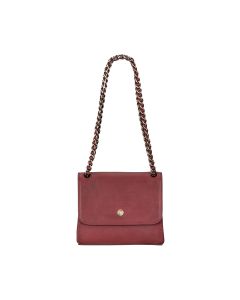 small chain shoulder bag in matte wine leather 