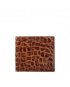brown leather wallet with crocodile finish
